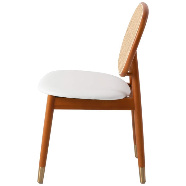 Leisure Mod Holbeck Wicker Dining Chair With Upholstered Leather Seat And Beech Wood Legs