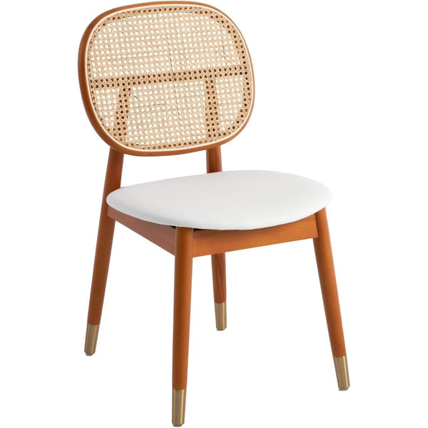 leisure mod Holbeck Wicker Dining Chair with Upholstered Leather Seat and Beech Wood Legs