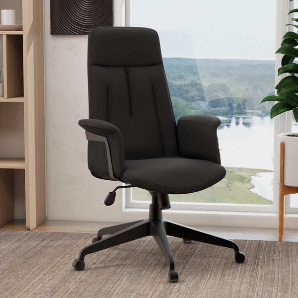 Leisure Mod Inifini High-Back Leather Ergonomic Office Chair With Lumbar Support Adjustable Hight And Swivel