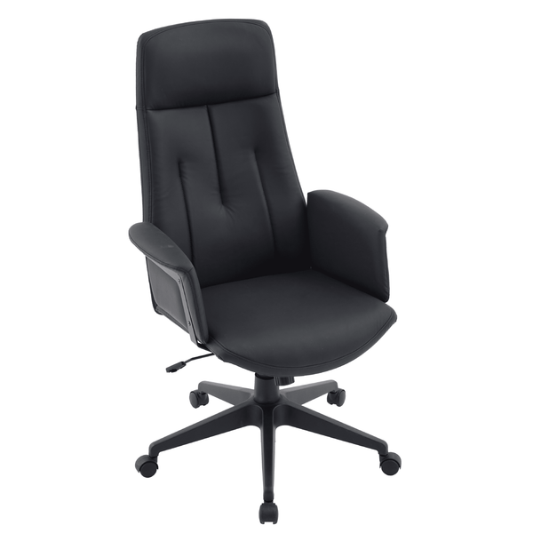 Leisure Mod Inifini High-Back Leather Ergonomic Office Chair With Lumbar Support Adjustable Hight And Swivel