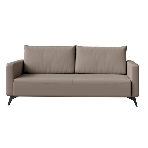 Leisure Mod Inno 3-Seater Leather Wide Sofa With Stainless Steel Legs And Removable Cushions
