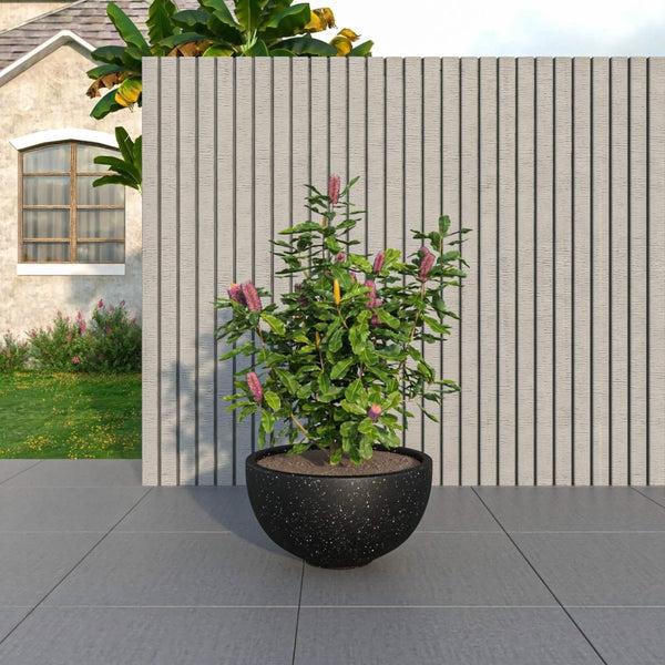 Leisure Mod Iris Modern Round Planter Pot In Fiberstone And Clay Weather Resistant Design