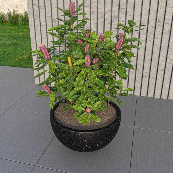 Leisure Mod Iris Modern Round Planter Pot In Fiberstone And Clay Weather Resistant Design
