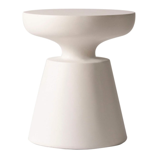 Leisure Mod Isle Minimalist Side Table With Round Fiberstone Tabletop Accent Table And Pedestal Base