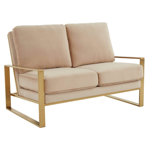 leisure mod Jefferson Contemporary Velvet/Leather Loveseat with Stainless Steel Frame