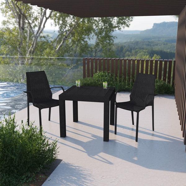 Leisure Mod Kent Modern Indoor Outdoor Patio Stackable Dining Arm Chair