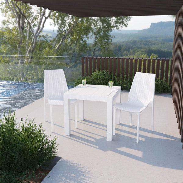 Leisure Mod Kent Patio Outdoor Dining Chair Weave Design In Polypropylene
