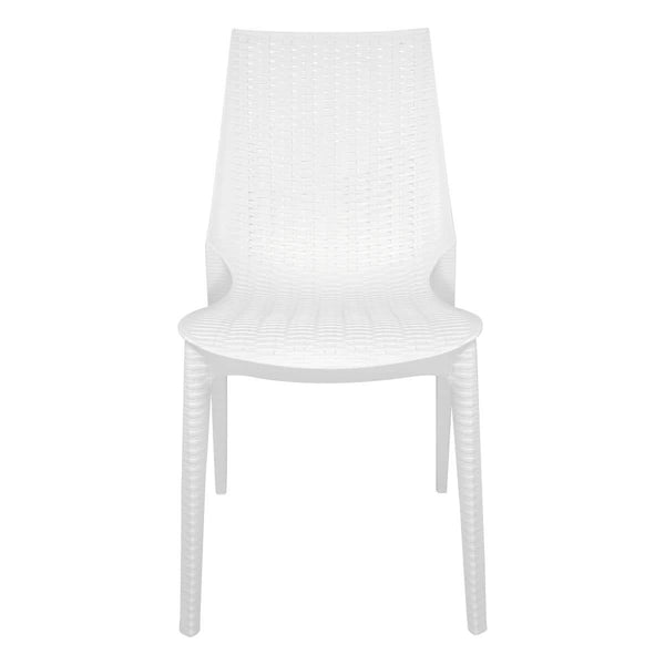 Leisure Mod Kent Patio Outdoor Dining Chair Weave Design In Polypropylene