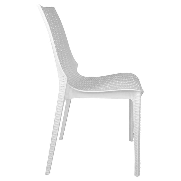Leisure Mod Kent Patio Outdoor Dining Chair Weave Design In Polypropylene