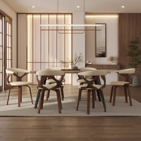 Leisure Mod Klyne Modern Wooden Dining Chair Upholstered In Leather With Walnut Color Frame