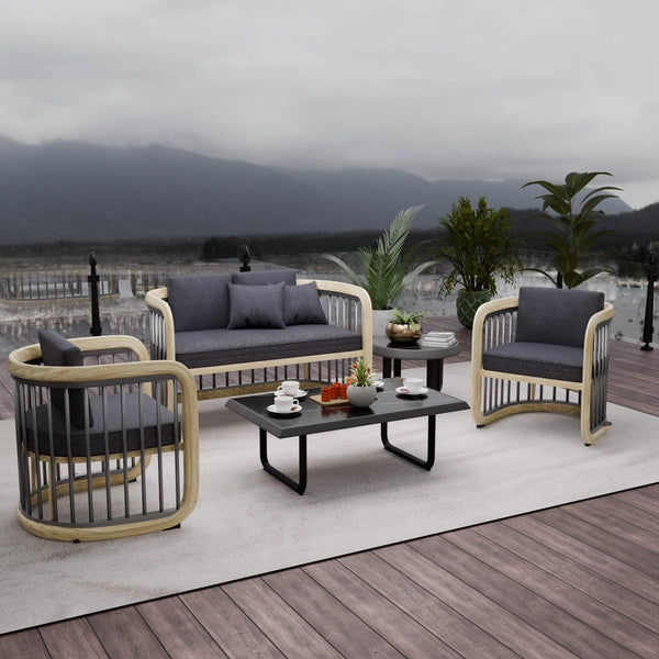Leisure Mod Klyra Patio Furniture Set – 5-Piece Aluminum Seating In Grey