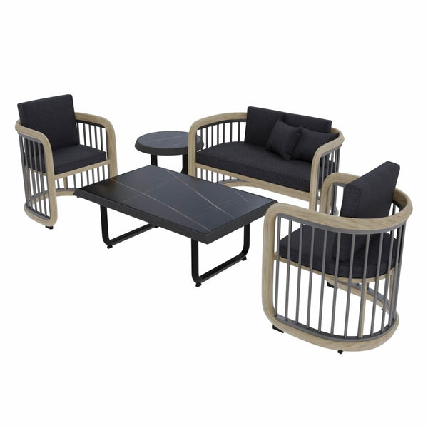 leisure mod Klyra Patio Furniture Set – 5-Piece Aluminum Seating in Grey