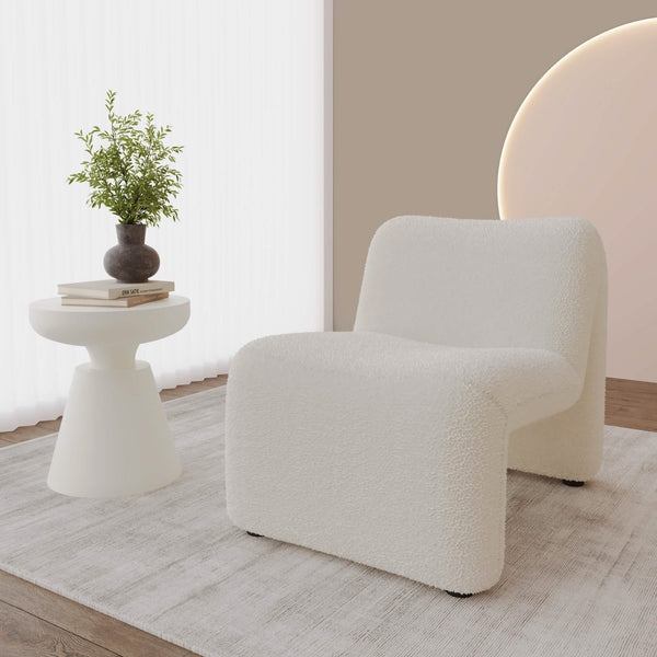 Leisure Mod Klyx Accent Chair Upholstered In Boucle/Velvet Padded Seat And Back With Iron Frame