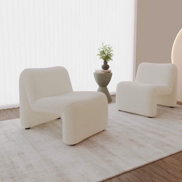 Leisure Mod Klyx Accent Chair Upholstered In Boucle/Velvet Padded Seat And Back With Iron Frame