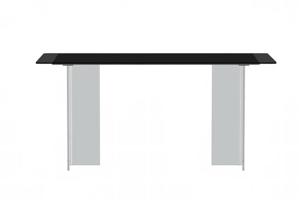 Leisure Mod Kova Rectangular Dining Table With Sintered Stone/Glass Top And Acrylic Base Legs
