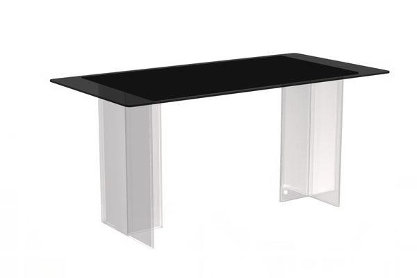 leisure mod Kova Rectangular Dining Table with Sintered Stone/Glass Top and Acrylic Base Legs