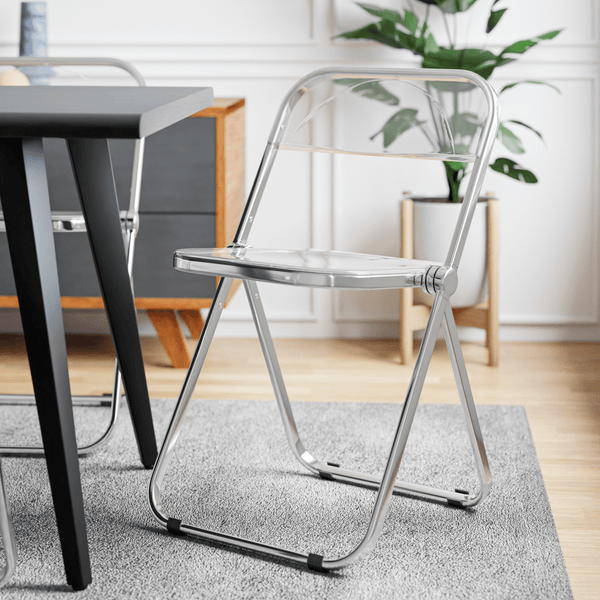 Leisure Mod Lawrence Acrylic Folding Chair With Metal Frame