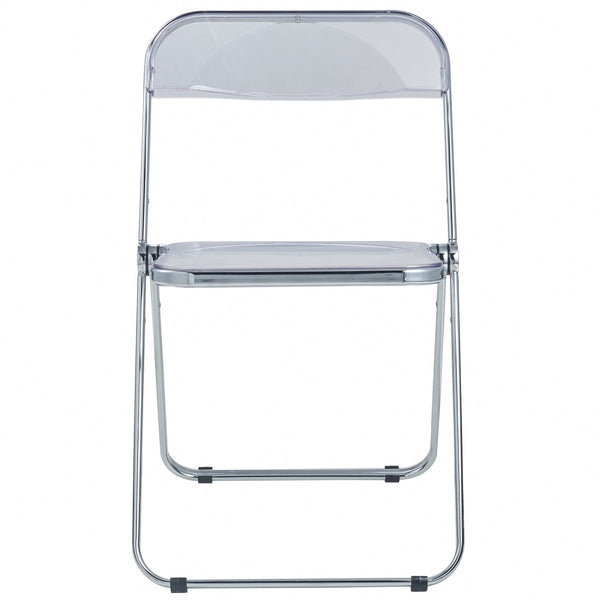 Leisure Mod Lawrence Acrylic Folding Chair With Metal Frame