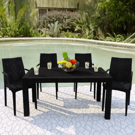 Leisure Mod Mace Weave Design Outdoor Dining Table