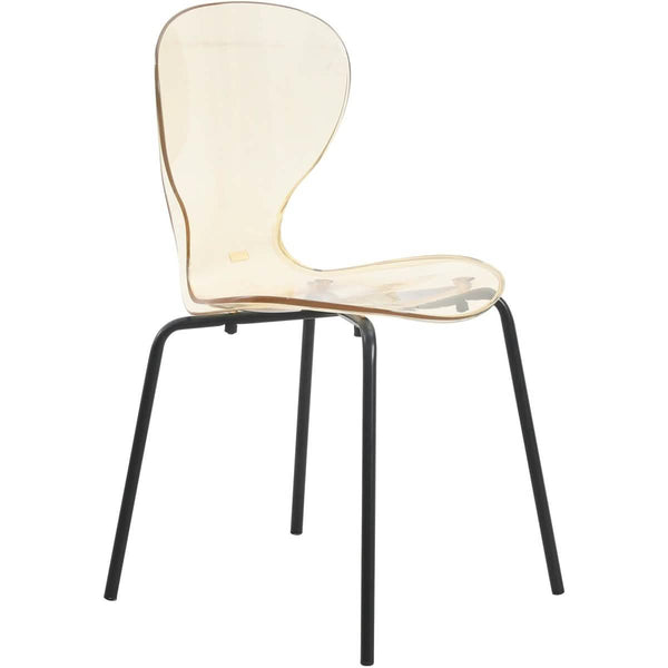 Leisure Mod LeisureMod 5-Piece Dining Set Round Black MDF Dining Table And 4 Acrylic Dining Chairs With Chrome Legs