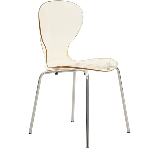 Leisure Mod LeisureMod Bristol 5-Piece Dining Set Round White MDF Dining Table And 4 Acrylic Dining Chairs With Chrome Legs