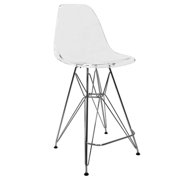 leisure mod LeisureMod Cresco Modern Acrylic Barstool with Gold Chrome Base and Footrest