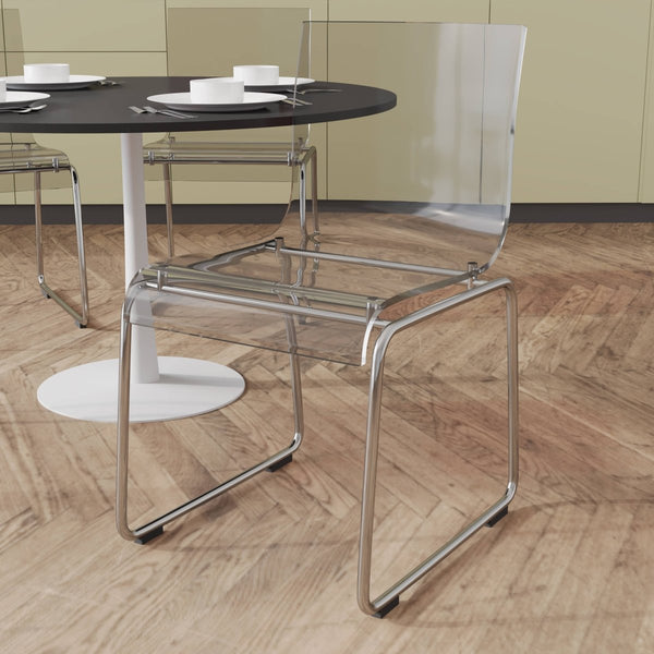 Leisure Mod Lima Modern Acrylic Dining Chair With Chrome Base