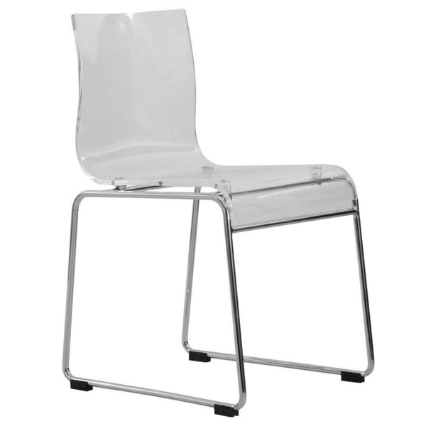 leisure mod Lima Modern Acrylic Dining Chair With Chrome Base