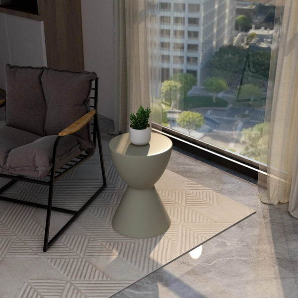 Leisure Mod Loft 14" Wide Round Fiberstone Side End Table With Hourglass Design