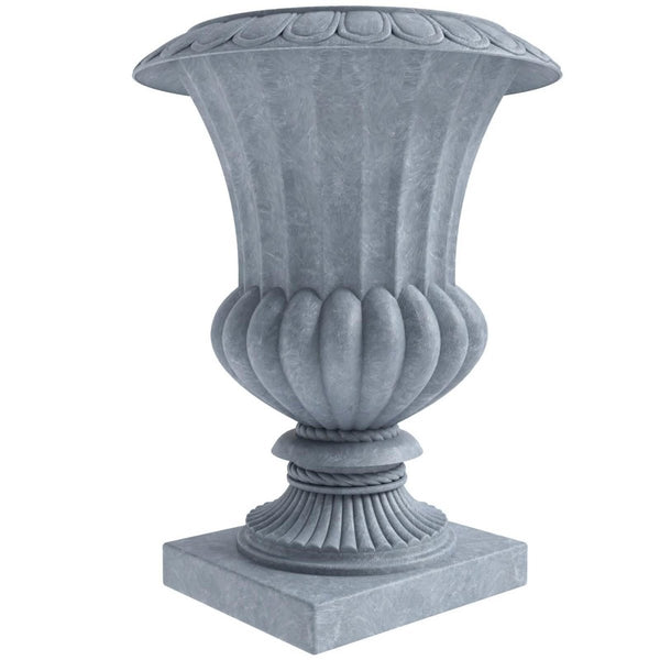 leisure mod Lotus Fiberstone and Clay Urn Planter Pot Indoor Outdoor with Drainage Holes