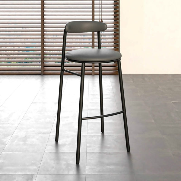 Leisure Mod Lume Series Modern Bar Stool Upholstered In Leather For Dining Room And Kitchen