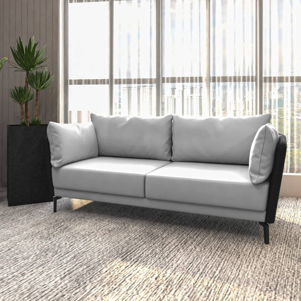 Leisure Mod Luxify 3-Seater Leather Sofa With Stainless Steel Legs And Removable Cushions