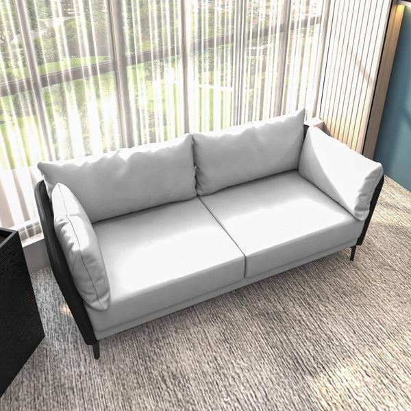 Leisure Mod Luxify 3-Seater Leather Sofa With Stainless Steel Legs And Removable Cushions