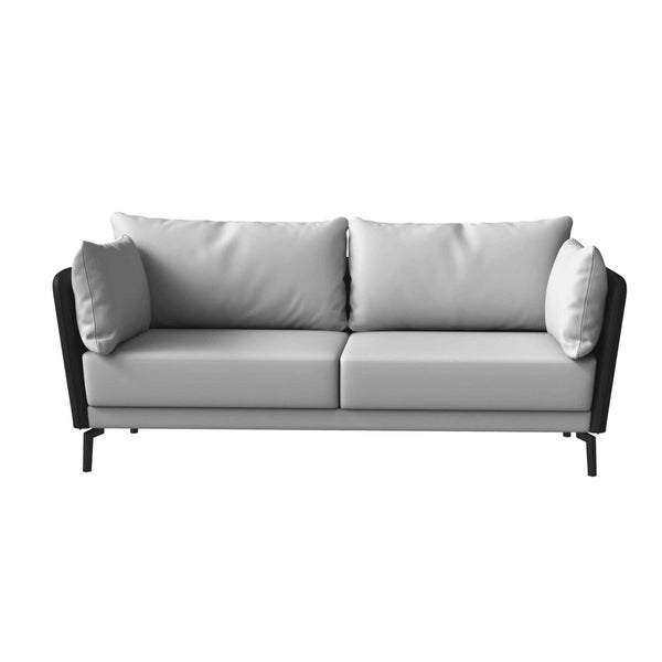 Leisure Mod Luxify 3-Seater Leather Sofa With Stainless Steel Legs And Removable Cushions
