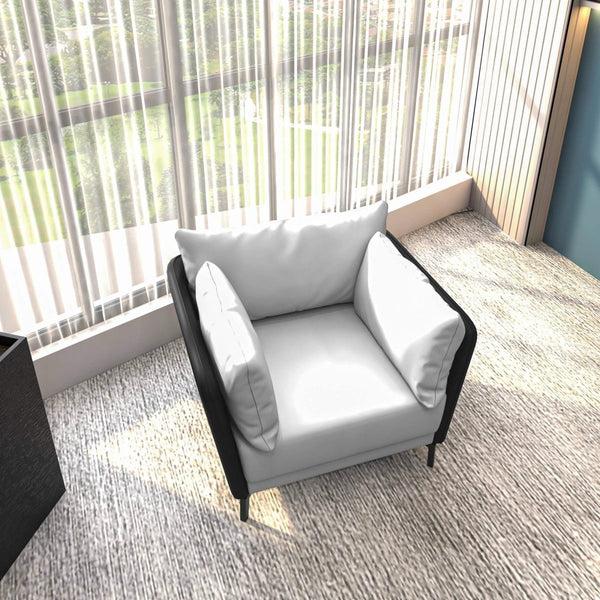 Leisure Mod Luxify Single-Seater Leather Sofa Accent Armchair With Stainless Steel Legs And Removable Cushions