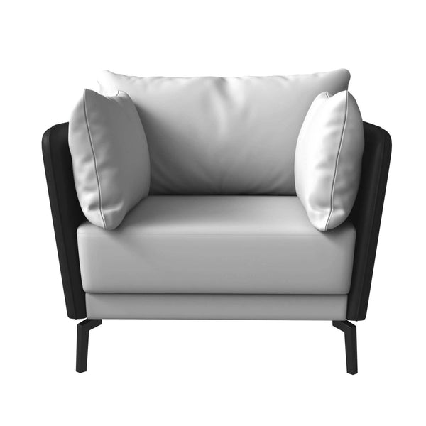 Leisure Mod Luxify Single-Seater Leather Sofa Accent Armchair With Stainless Steel Legs And Removable Cushions
