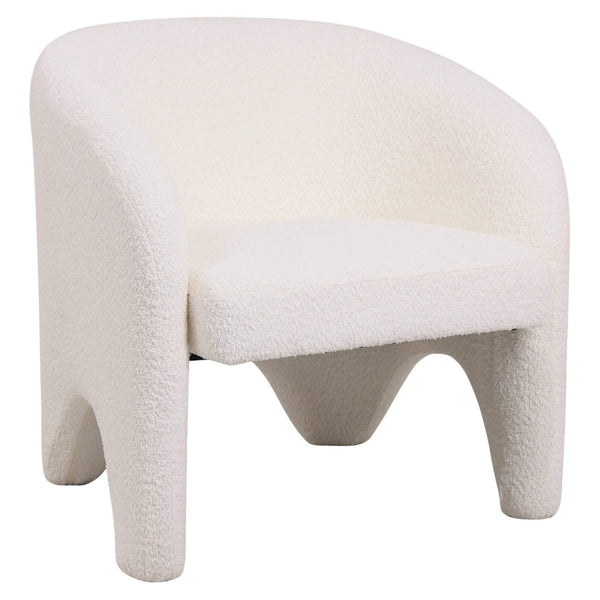 leisure mod Lylo Accent Arm Chair Upholstered in Boucle/Velvet with Barrel Back Design