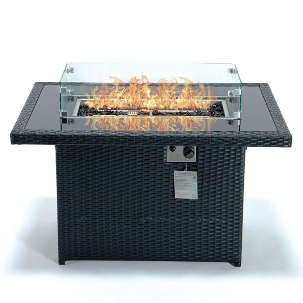 leisure mod Mace Patio Modern Wicker Propane Fire Pit Table