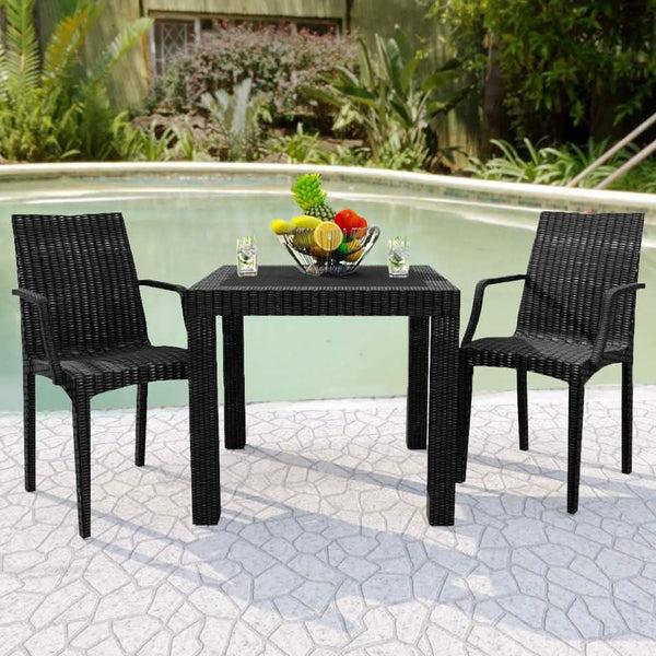 Leisure Mod Mace Patio Outdoor Dining Armchair With Weave Design In Polypropylene