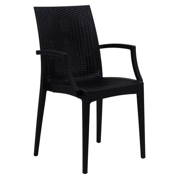 leisure mod Mace Patio Outdoor Dining Armchair with Weave Design in Polypropylene