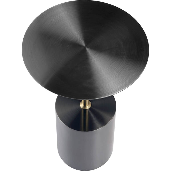 Leisure Mod Malta Round Side Table Modern Accent End Table With Stainless Steel Pedestal Base