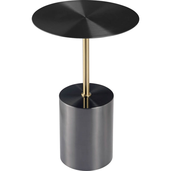 leisure mod Malta Round Side Table Modern Accent End Table with Stainless Steel Pedestal Base