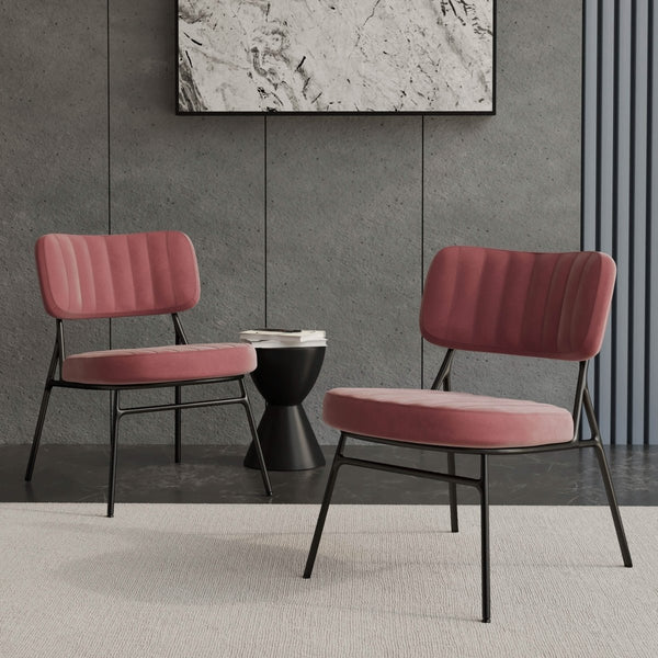 Leisure Mod Marilane Upholstered Velvet Accent Chair With Metal Frame