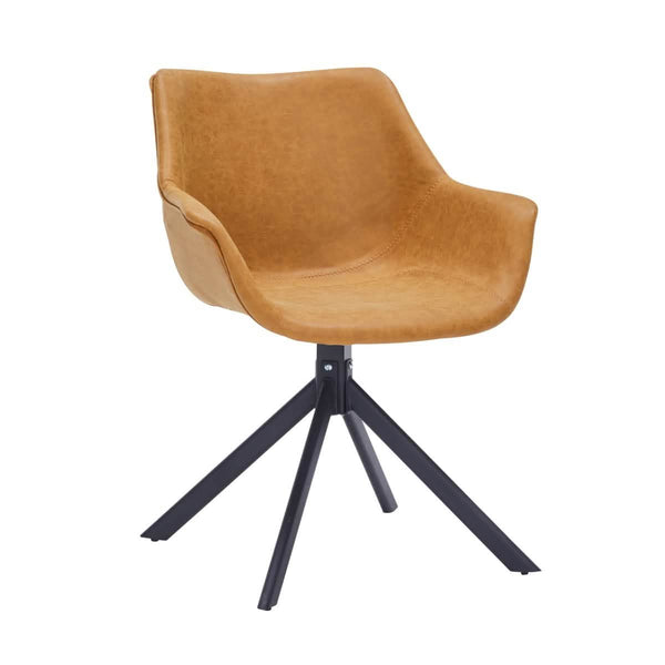 leisure mod Markley Dining Chair Upholstered in Leather 360-Degree Swivel Armchair