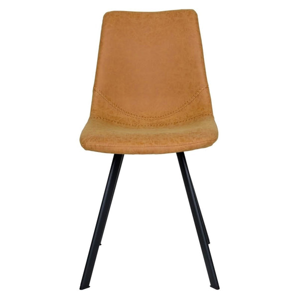 Leisure Mod Markley Leather Dining Chair With Black/Gold Metal Legs