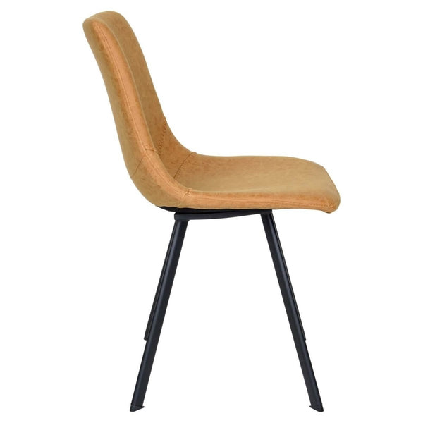 Leisure Mod Markley Leather Dining Chair With Black/Gold Metal Legs