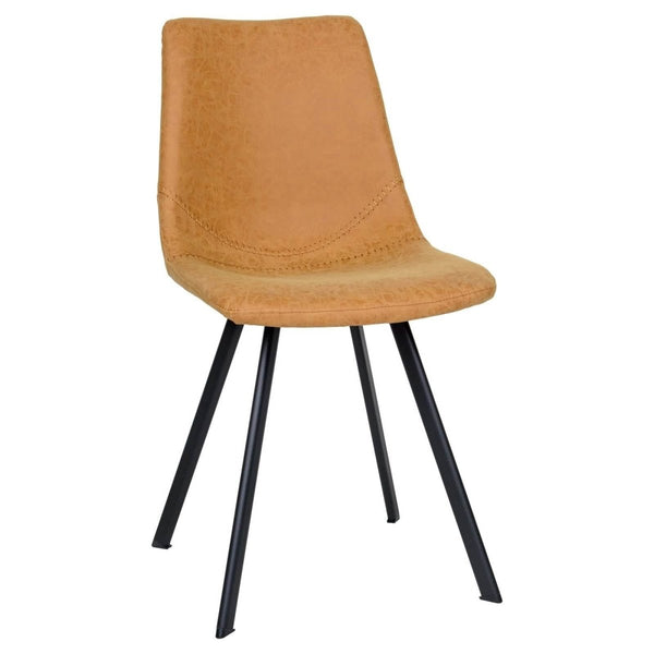 leisure mod Markley Leather Dining Chair With Black/Gold Metal Legs
