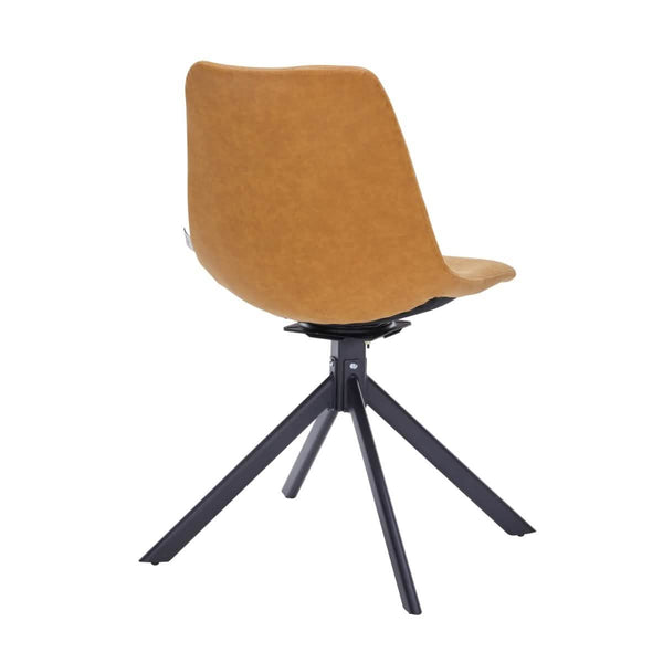 Leisure Mod Markley Modern Leather Swival Dining Chair With Metal Legs