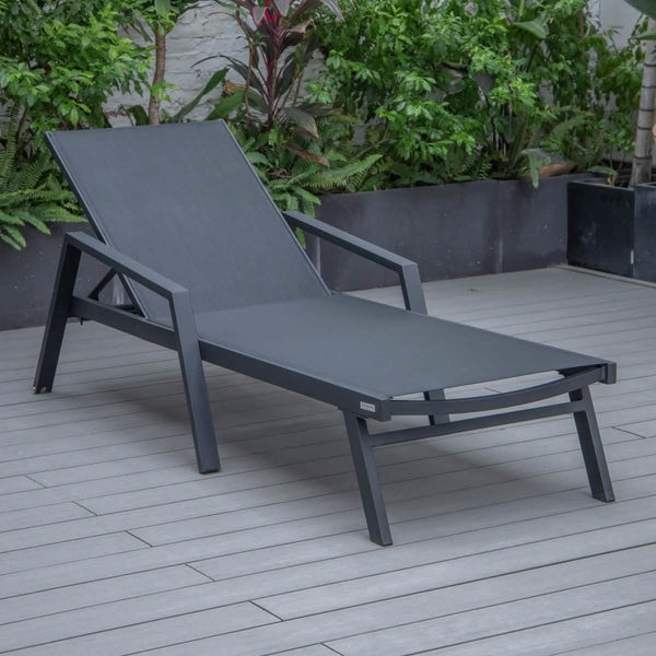 Leisure Mod Marlin Aluminum Outdoor Chaise Lounge Chair With Sling Fabric Seat