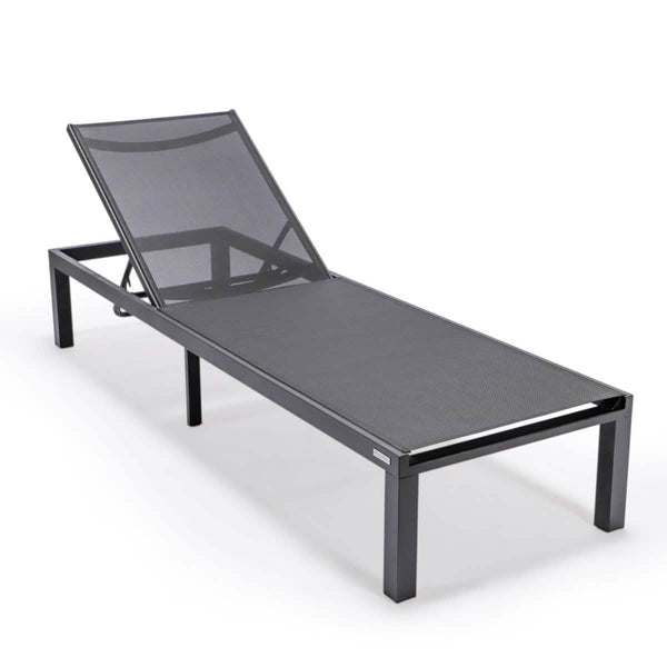 Leisure Mod Marlin Aluminum Outdoor Chaise Lounge Chair With Sling Fabric Seat